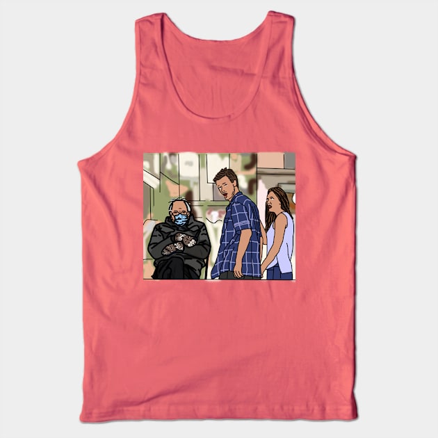 Distracted Boyfriend Bernie Sanders Mittens Memes Tank Top by ellenhenryart